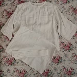 100% Linen Straight White Dress w/Belt
